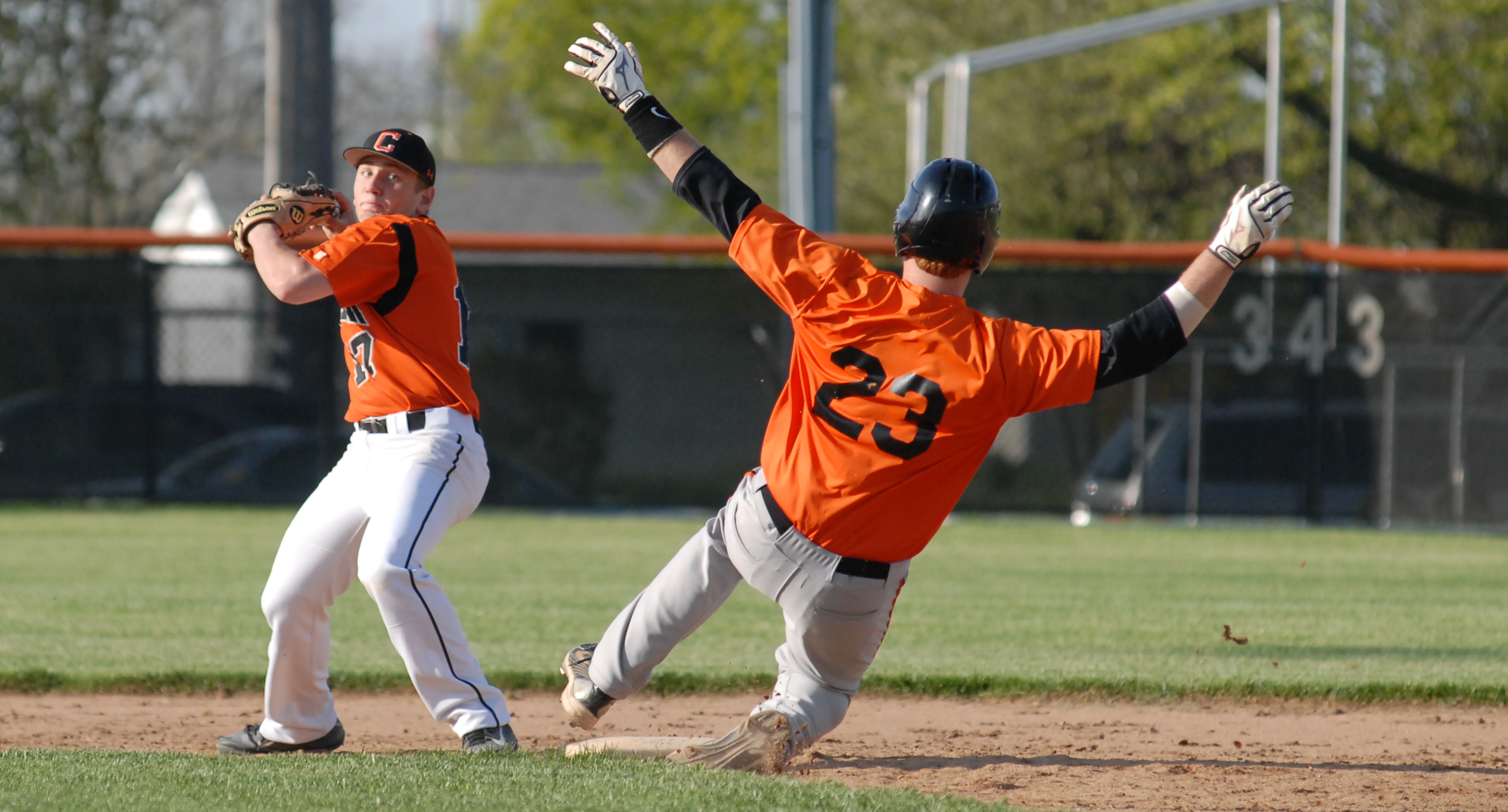 Coldwater's Drew Otten turning a double play